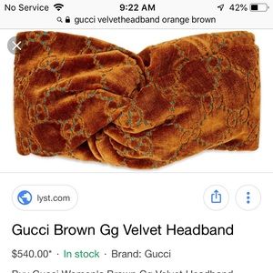 Brown Orange Gucci Velvet Headband